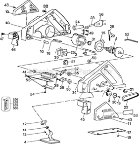 Page A Diagram and Parts List for 7696 Type 1 Black and Decker Planer Jointer